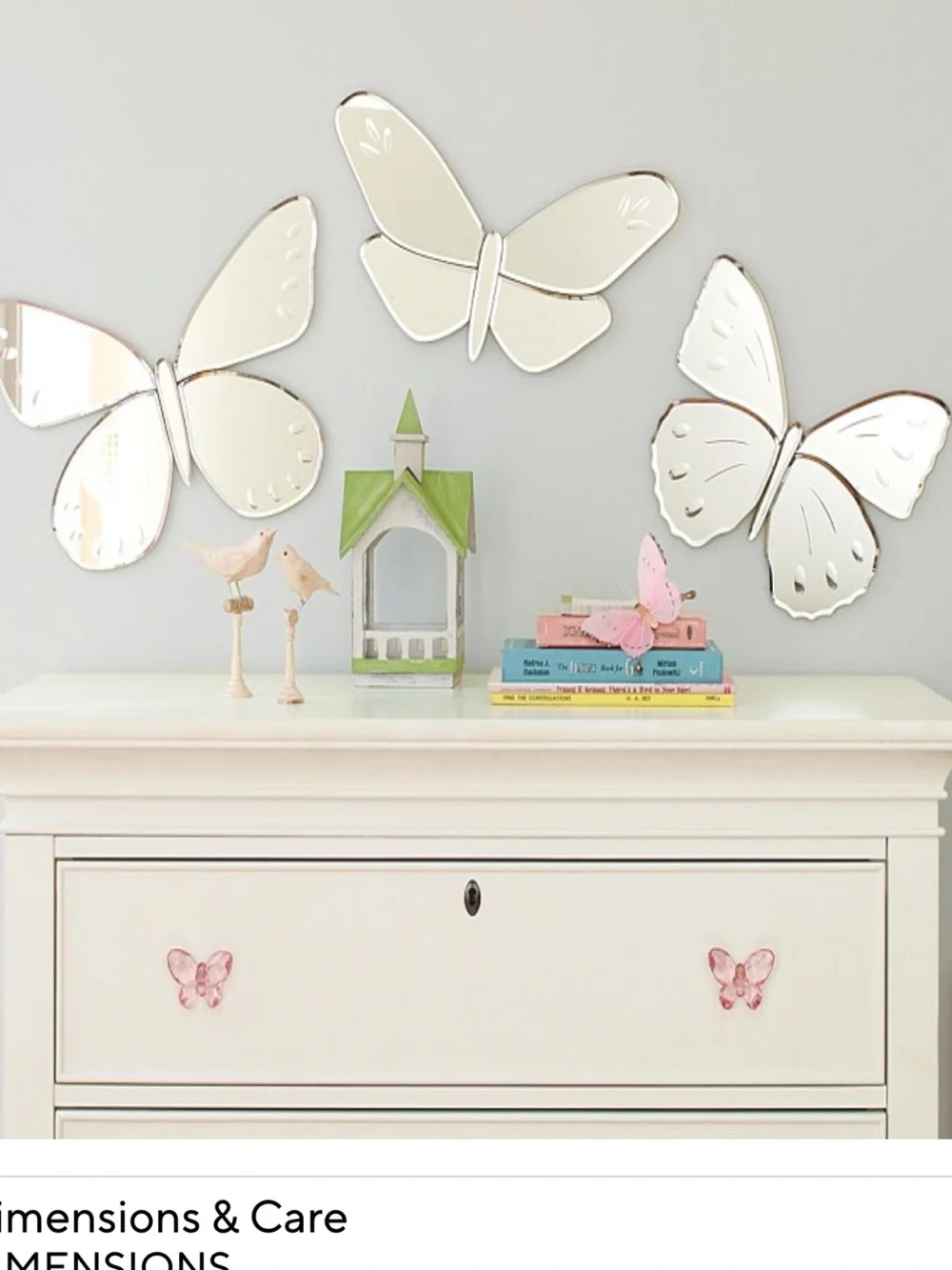 Pottery Barn Kids Cream Butterfly Wall Mirrors - Set of Three